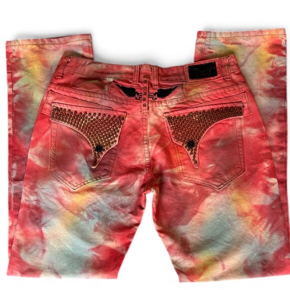 Robin's Jean Other - Robin’s Jean Silverado Dark Multicolor Flare Studded Unisex Jeans Size 34 NWT